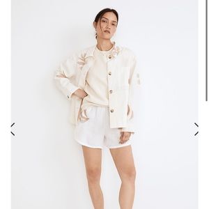 Madewell embroidered linen crop shirt-jacket in tropicale floral